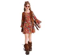 Générique Robe Sorcière Enfant Fille,Bébé Fille Mon Tenues D'Été Mascarade Fête Fancy Dress Up Costume Médiévale Deguisement Halloween 12 Mois Chapeau Sorciere (Brun,9-10 ans)