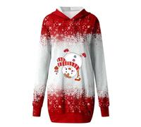 Générique Robe Sweat Femme Sweat Long Hiver Pull Robe Casual, Sweat-Shirt à Capuche Motif Festif féminin avec Poche Confortable pour Soirée Noël, Réunion Amicale, Weekend Décontracté, Cadeau Festif