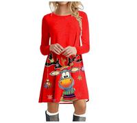 Générique Robe Sweat Robe Hiver Manches Longues Saison des Fêtes Aux Couleurs De Noël pour Les Repas De Fête Bonheur des Fêtes comme Un Cadeau La Maison À La Fête