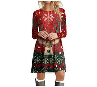 Générique Robe Sweat Robe Hiver Manches Longues Saison des Fêtes Aux Couleurs De Noël pour Les Repas De Fête Bonheur des Fêtes comme Un Cadeau La Maison À La Fête