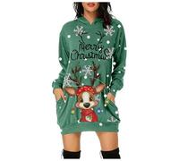 Générique Robe Sweat Shirt Robe Sweat Femme Longue Douillet Autour des Fêtes Aux Couleurs De Noël pour Ouvrir Les Cadeaux Bonheur des Fêtes comme Un Cadeau Tenue De Fête Relax