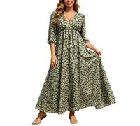 Générique Robe trapèze imprimée léopard à Dos Nu, Style décontracté, Grandes Tailles, idéale pour l'été et la Plage (Green, L)
