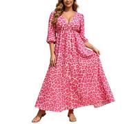 Générique Robe trapèze imprimée léopard à Dos Nu, Style décontracté, Grandes Tailles, idéale pour l'été et la Plage (S)