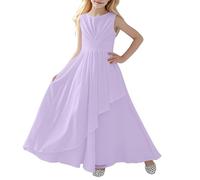 Générique Robe trapèze pour Fille, Robe Longue Fluide en Mousseline de Soie pour Demoiselle d'honneur Junior, Robes de cérémonie de Mariage