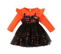 Générique Robe Tutu d'halloween pour bébé Fille Robe à Manches Longues en Forme de Citrouille pour Enfant Bambine Jupes en Dentelle avec nœud Deguisement Halloween Bebe 2025