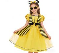 Générique Robe Tutu féerique pour Spectacles de Filles avec Jupe résille et Corsage Velours Enfant élégant pour Occasions spéciales (Yellow, 4-5 Years)