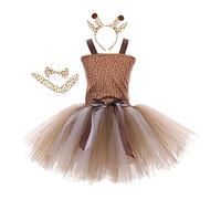 Générique Robe Tutu pour Fille, Déguisement D'animal Girafe, Ensemble D'accessoires En Polyester et Nylon Doux, Idéal pour Les Fêtes, Anniversaires, Car, S