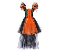 Générique Robe Tutu Tout Petit Enfant Sorcière Arc en Ciel Noir Déguisement Cosplay Fête Robe de Bal Traîne Tulle Dress Défilé Carnaval Carnaval Soirée Déguisée(G, 9-10 Years)