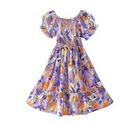 Générique Robe Vacances Fille, Manches Courtes, Jupe Ample Extensible, Imprimé Tendance, Idéale Plage Sorties Estivales, Vêtement Décontracté, Parfait Activités Nautiques, Enfant 5-12 Ans
