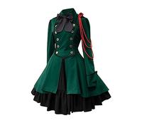 Générique Robe Victorienne Femme à Manches Longues Collier Carré Vintage Médiévales avec Corset Patchwork Robes de Bal Steampunk Gothique Medieval Deguisement Adulte Grande Taille