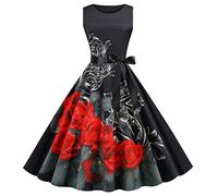 Générique Robe Vintage Années 50 Pin Up Femme Crayon,Rétro Robe De Soiree Chic Et Élégant Col Rond Robe De Cocktail Vintage Robe Année 50S Pin-Up Rockabilly Swing Robe De Bal Tendance