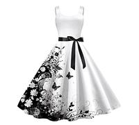 Générique Robe Vintage Années 50 Pin Up Femme Crayon,Rétro Robe De Soiree Chic Et Élégant Col Rond Robe De Cocktail Vintage Robe Année 50S Pin-Up Rockabilly Swing Robe De Bal Quick Dry