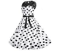 Générique Robe Vintage AnnéEs 50 Pin Up Femme ImpriméE à Pois Mi Longue EléGante Style 1950'S Audrey Hepburn Froncé à Volants Robe AnnéE 60 Rockabilly Oversize l'ourlet Comfort