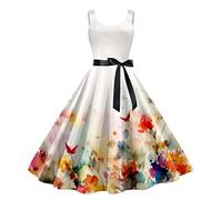Générique Robe Vintage Col Rond Années 50 Pin Up - Crayon De Soirée Chic et Élégant, Cocktail et Bal Rockabilly Swing Quick Dry