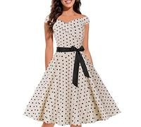 Générique Robe Vintage Femme Années 40 50 60 Pin Up Robe De Soirée Cocktail Cérémonie Style Rockabilly Swing Femme Robe Vintage des Années 1950 Plissée Aesthetic Élegant