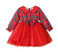 Générique Robes BéBé Fille, Robe De NoëL pour Enfants La Fille A La Robe RayéE Noël Bébé Manches Longue à Carreaux Rouge Filles De | Enfant Bébés Filles C'est Mon 1er / 2ème Anniversaire Princesse