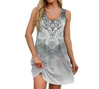 Générique Robes D’Été pour Les Femmes Plage Casual Soleil sans Manches | Robe De Soleil Mini Housse Florale Avec Poches
