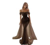 Générique Robes De Bal De SirèNe Scintillantes pour Femmes Paillettes à éPaules DéTachables Robes De SoiréE De Train Longues Robe De Bal TraîNante Chocolate M