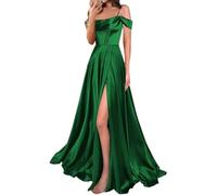 Générique Robes de Bal en Satin Robe Longue de Demoiselle d'honneur avec Fente sur Le côté Robes de soirée à épaules dénudées et froncées Vert émeraude 8XL
