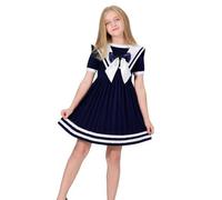 Générique Robes de Marin pour Filles, Style décontracté, pour l'école, 2-14 Ans, pour bébés et Filles, Printemps-été, Hauts à Manches Courtes imprimés, Jupes, Tenues d'écolières#Y
