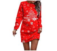 Générique Robes de Noël pour femmes robes vintage à manches courtes ornées de dentelle robes noires imprimées au style kitsch parfaites pour les cocktails et les fêtes de Noël