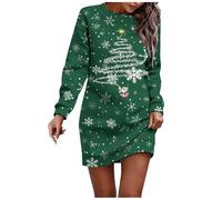 Générique Robes de Noël pour femmes robes vintage à manches courtes ornées de dentelle robes noires imprimées au style kitsch parfaites pour les cocktails et les fêtes de Noël