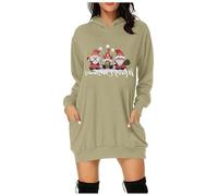 Générique Robes De Noël Robe Hiver Femme Sweat-Shirt pour Manche Longue Grande Taille Laide Imprimée Noire Cocktail Et Fête Noel Chic Pull À Manches Longues Automne en Laine Beige XL