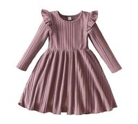 Générique Robes De SoiréE éLéGantes,Robe en Tricot CôTelé à Manches Longues Tenue De SoiréE éLéGante Et DéContractéE avec Tissu Extensible Doux Et Confortable (2-3 Years)