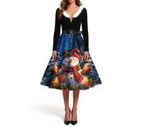 Générique Robes de Soirée Grande Taille Gala Tenue de Noel Femme Lutin Tenue Longues Manches Soiree Robe Mere Grande Taille Costume Sequin Lumineux Christmas Renne Vintage Deguisement Noel Femme 5XL