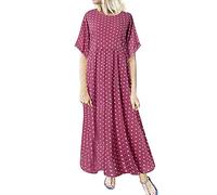 Générique Robes Longues Femmes été Boheme Chic sans Manches D'été Boheme Dress Plissée avec Poches Mode Sundress Maxi Chic Imprimer Robes en Lin De Plage Longue Robe Maxi Robes