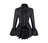 Générique Robes Médiévale Renaissance, Medievale Steampunk Gothique Costume Halloween Mariée Deguisement Ecoliere Femme Robe Manche Courte Tenue Femmes Cosplay Moyen Age (Le noir,M)