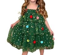 Générique Robes Noël pour Filles Jupe en Tulle Sapin de Noël Vert | Robe Princesse Fêtes Pour de 1 à 8 Ans Réunion Fête Scène Représentation Cosplay Mascarade Photographie Carnaval de Rôle