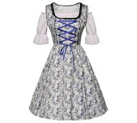 Générique Robes Pour Femmes Partie Sexy Octoberfest - robe Dirndl pour femmes, Costume traditionnel du Festival de la bière allemande Mousseline Robe (Blue, M)