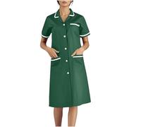 Générique Robes Tunique Médicale Femmes Blouse Medicale Femmes Banche Manches Courtes Uniforme de Travail Robes Blouses Infirmiere Femme Professionnelle Uniforme D'Infirmière de Travail Pas Cher