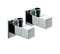 Générique Robinet d'arrêt d'angle carré en Laiton chromé for Salle de Bain, 2 pièces, 1/2" mâle x 1/2" mâle, robinets de Remplissage d'eau Chaude et Froide for Cuisine et Toilettes