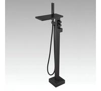 Générique Robinet de Baignoire sur Pied Noir avec Mitigeur Cascade Rotatif à 360° pour Eau Chaude Et Froide Et Douchette en Laiton à Poignée Unique