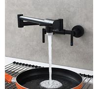 Générique Robinet De Cuisine Mural, Mitigeur en Laiton à Double Levier, Noyau De Valve en Céramique Anti-Fuite, Installation à Distance Centrale Réglable (Black)