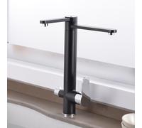 Générique Robinet de Cuisine Noir 3 Voies avec Filtre, mitigeur Triflow, Conception monotrou, purificateur d'eau à 2 poignées, idéal pour Une Eau Potable Propre et des Cuisines élégantes