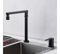Générique Robinet de Cuisine Pliable pour Camping-Car Noir avec Fenêtre Avant Rabattable Et Système de Levage Gain de Place Mitigeur de Cuisine 2 Trous à Double Mode