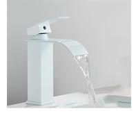 Générique Robinet de Salle de Bain,Robinet de lavabo d'eau Chaude et Froide, Cascade de Salle de Bains, robinets d'évier à Levier Unique, robinets mélangeurs de Lavage en Laiton chromé Blanc MMW