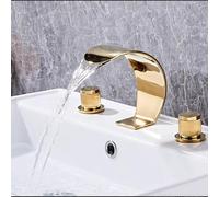 Générique Robinet de Salle de Bains Mitigeur de Lavabo 3 Trous Effet Cascade Eau Chaude Et Froide Laiton Doré