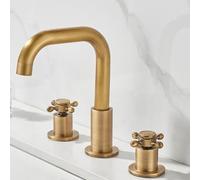 Générique Robinet de Salle de Bains Robinet Mitigeur de Lavabo 3 Trous en Laiton Antique avec Eau Chaude Et Froide - C