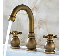 Générique Robinet de Salle de Bains Robinet Mitigeur de Lavabo à Double Levier Pivotant à 360° Trois Trous Style Traditionnel Antique