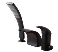 Générique Robinet Mitigeur de Baignoire 3 Trous avec Douche Cascade en Laiton Noir pour Eau Chaude Et Froide