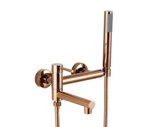 Générique Robinet Mitigeur de Baignoire Robinet de Baignoire Mural en Or Rose avec Douchette à Main Robinet de Douche à Levier Unique avec Tuyau de Douche en PVC de 150 Cm