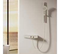 Générique Robinet Mitigeur Mural Effet Cascade pour Baignoire Et Douche avec Barre de Douche 5 Jets Blanc Crème