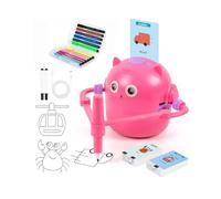Générique Robot dessinateur Enfant Jouet Éducatif Interactif avec 100 Cartes de Dessin, Guide Vocal, 12 Feutres Colorés & Batterie USB-C - Cadeau Créatif pour Filles, Garçons 3 à 9 Ans (Rouge2)