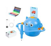 Générique Robot dessinateur Enfant Jouet Éducatif Interactif avec 100 Cartes de Dessin, Guide Vocal, 12 Feutres Colorés & Batterie USB-C - Cadeau Créatif pour Filles, Garçons 3 à 9 Ans (Bleu2)