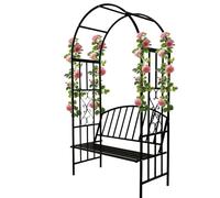 Générique Robuste Treillis, Arceau à rosiers avec Banc, L x H x P 114 x 205 x 49 cm, Arche de Jardin en métal pour Plantes grimpantes vignes, pergola pour décoration terrasse Jardin
