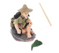Générique Rocaille De Pêche pour Les Personnes Âgées Poisson Guirlande Lumineuse Alimentée par Batterie Grenouille Ornements De Jardin en Plein Air Figurines De Vieil Homme De Pêche Fée PVC